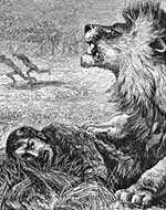 Livingstone attacked by a lion