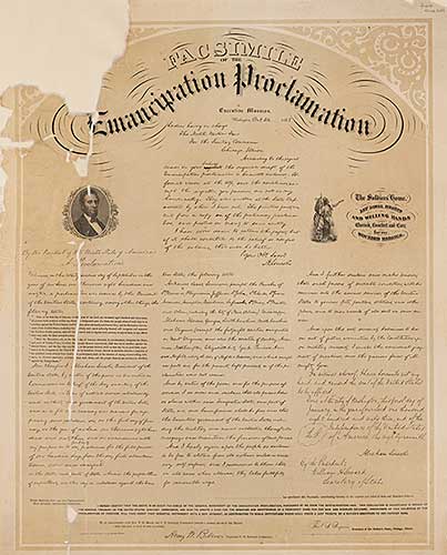 Document proclaiming freedom for slaves in America