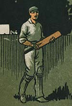 Drawing of a man playing cricket