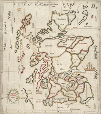 A stitched map of Scotland