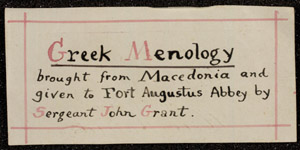 'Greek Menology' label
