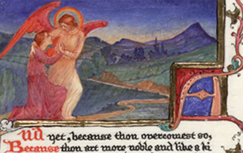 Angel detail from  Phoebe Anna Traquair manuscript