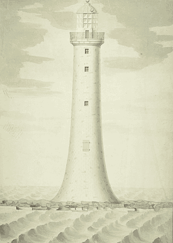 An illustration of the Bell Rock Lighthouse.