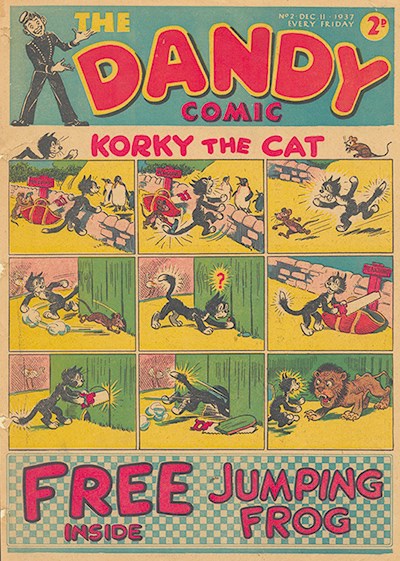 Front cover of 'The Dandy Comic', showing a cartoon of Korky The Cat.