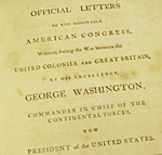 Title page from book of George Washington's letters
