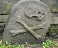 Skull and crossbones on grave