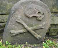 Skull and crossbones on grave