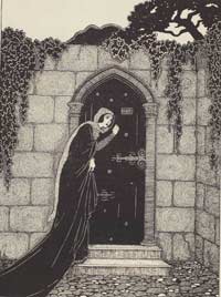 Illustration of a woman knocking at a door