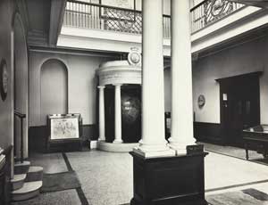 Foyer of building with pillars