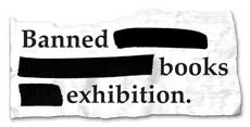 'Banned books exhibition' text