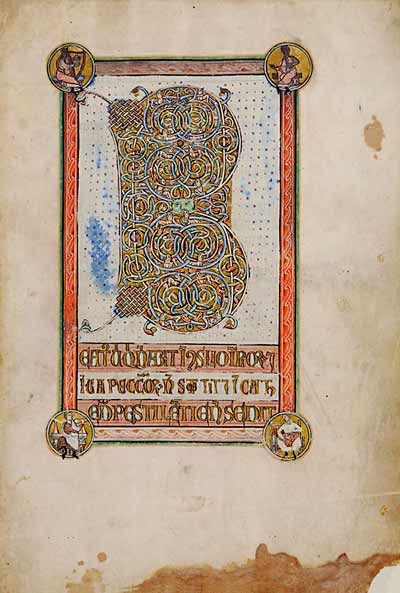 Decorated initial 'B' from psalter page