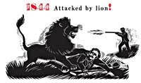 Livingstone attacked by a lion &copy; Iain McIntosh