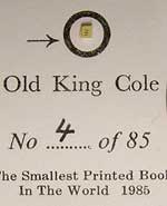 Miniature 'Old King Cole' with 'smallest printed book' certificate