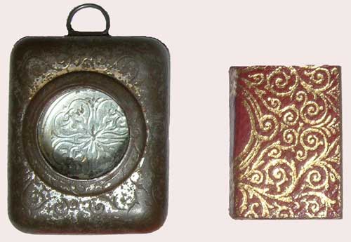 Miniature Qur'an with metal locket it was kept in