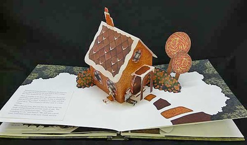 Gingerbread house in pop-up book
