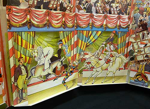 Detail of horse-riders from circus moveable book