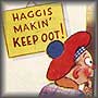 Comic postcard about haggis