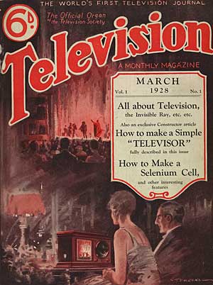 Magazine cover showing 1920s woman watching TV