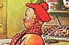 Boy in red cap and tartan scarf
