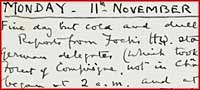 Detail from handwritten diary page