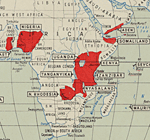 Africa detail from world map