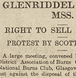 Newscutting about sale of Burns volumes