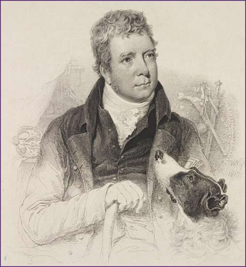 Portrait of Walter Scott and a dog