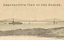 View of a planned chain bridge on the Forth