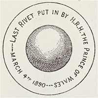 Illustration of the last rivet added to the Forth rail bridge