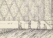 Illustration of men working in a bridge caisson