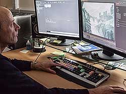 Technician using computer