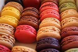 Macaroons in colourful rows
