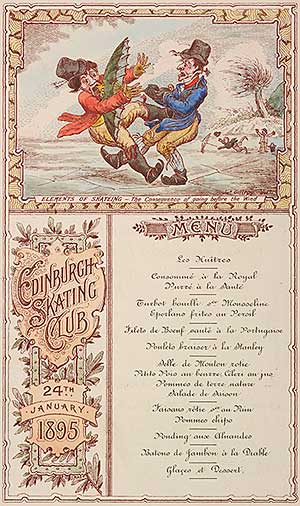 Edinburgh Skating Club menu card