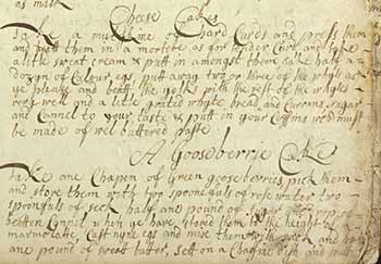 Handwritten recipes from Janet Maule's 1701 recipe book