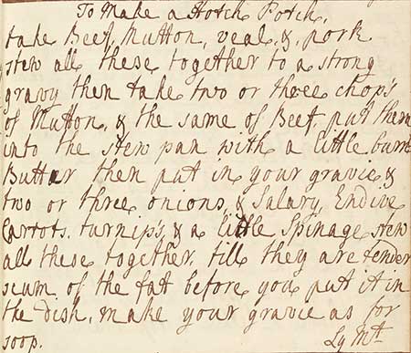 Handwritten hotch potch recipe