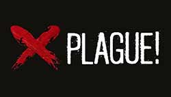 Black image with a red 'x' and 'Plague!' in white text