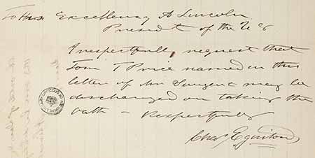 Handwritten letter to Abraham Lincoln