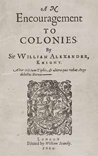 Title page from 'An encouragement to colonies', 1624