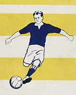 Drawing of a footballer kicking a ball