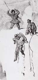 Detail from drawing of Victorian climbers