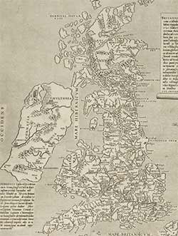 16th century map of the British Isles