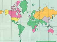 A multi-coloured map of the world 