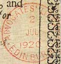Red circular stamp, 1920