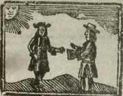 Woodcut image of 2 men