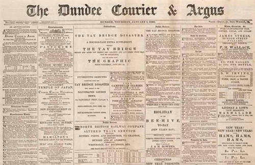 Front page of 'Dundee Courier'