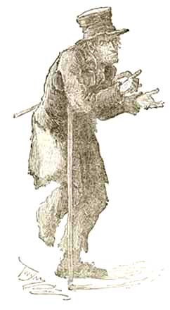 Illustration of a man with two walking sticks