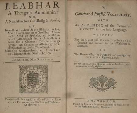 Page of Gaelic and page of English translation