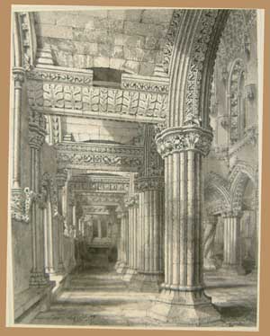 Drawing of inside of Rossyln chapel