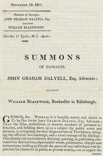 Detail from a summons of damages against William Blackwood