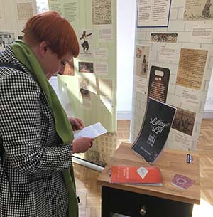 A person looking at touring display materials